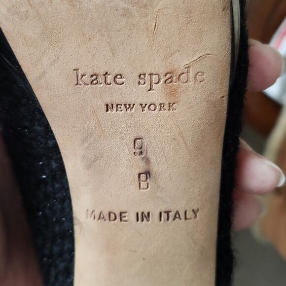 Kate Spade Women's Boucle Sparkle Tweed Mink Bow Open Toe Sling Back Heels 9B - Picture 8 of 10